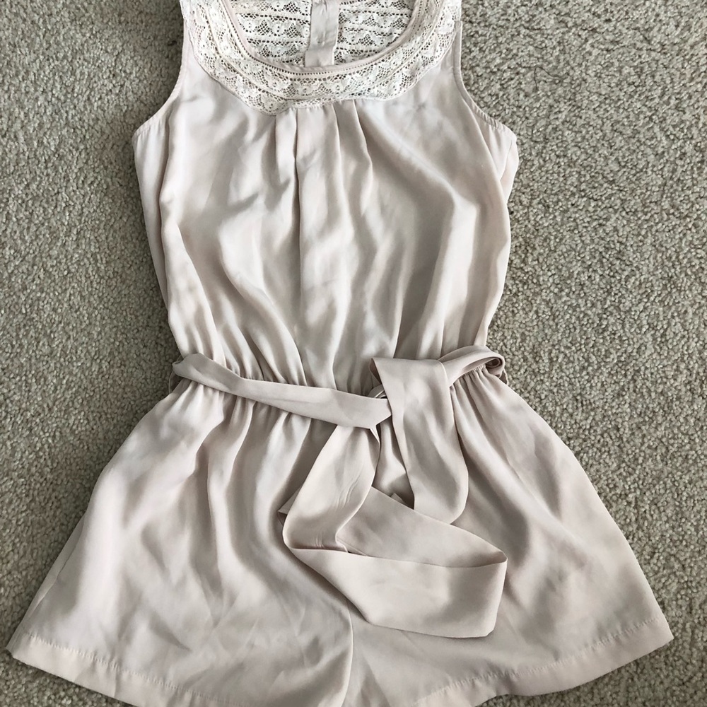 Forever 21 Cream Lace Detail Jumpsuit